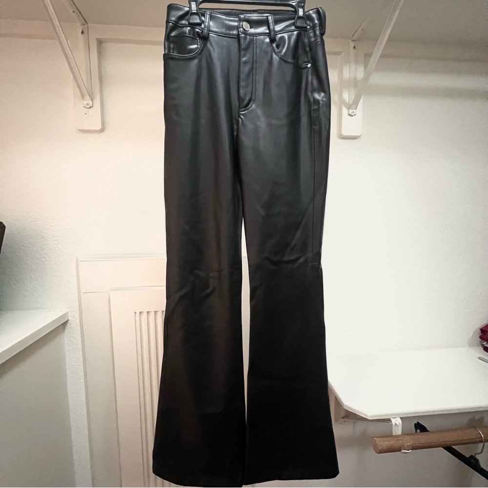 Zara Faux Leather Pant Wide Leg